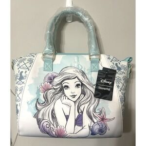 Disney Loungefly Ariel Watercolor Satchel Crossbody NWT Blue Bag